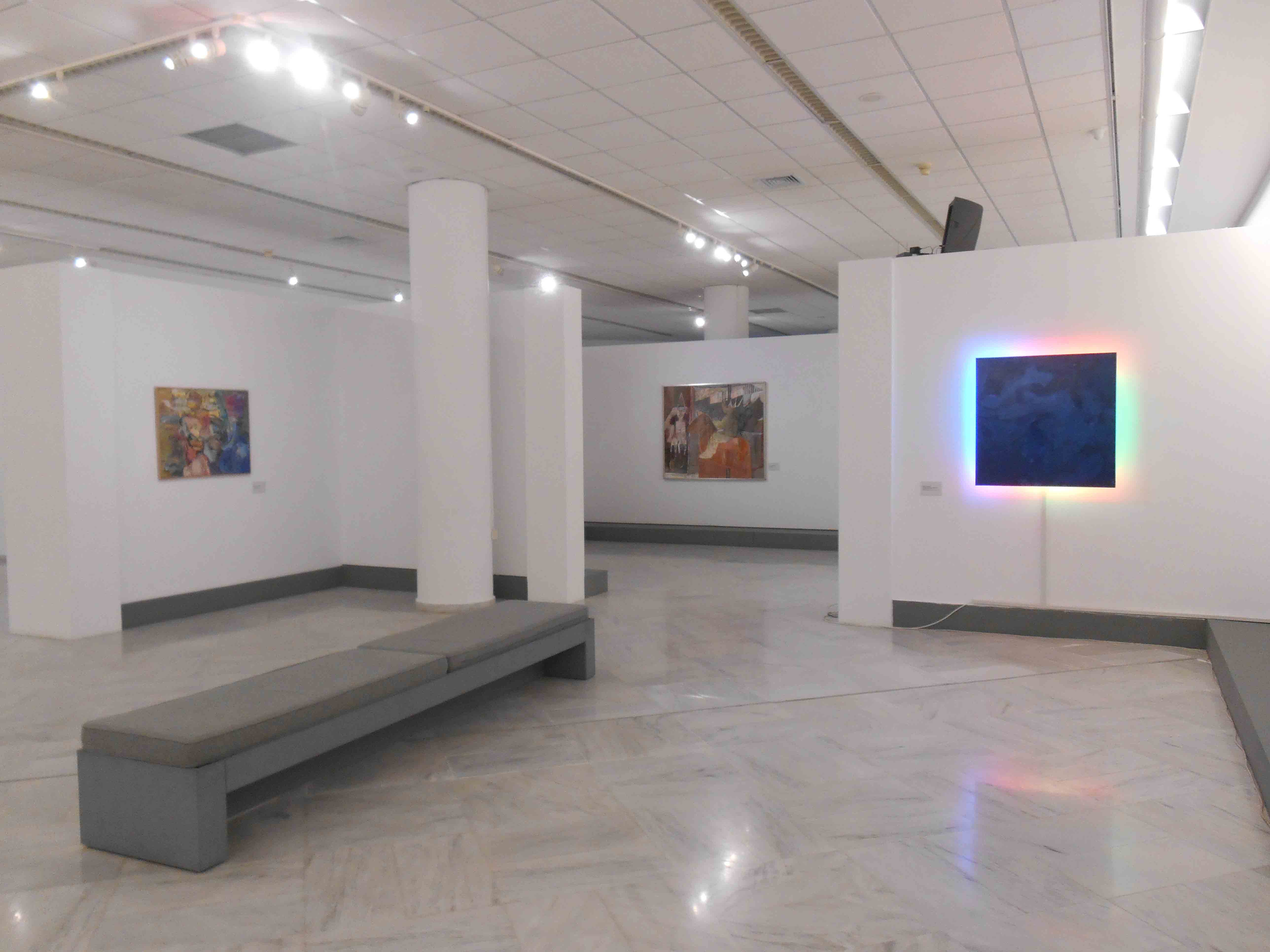 Section of the exhibition with 3 works of art.  Exhibition “The Alpha Bank Collection. Greek Art from 1950 until Today” – Larissa