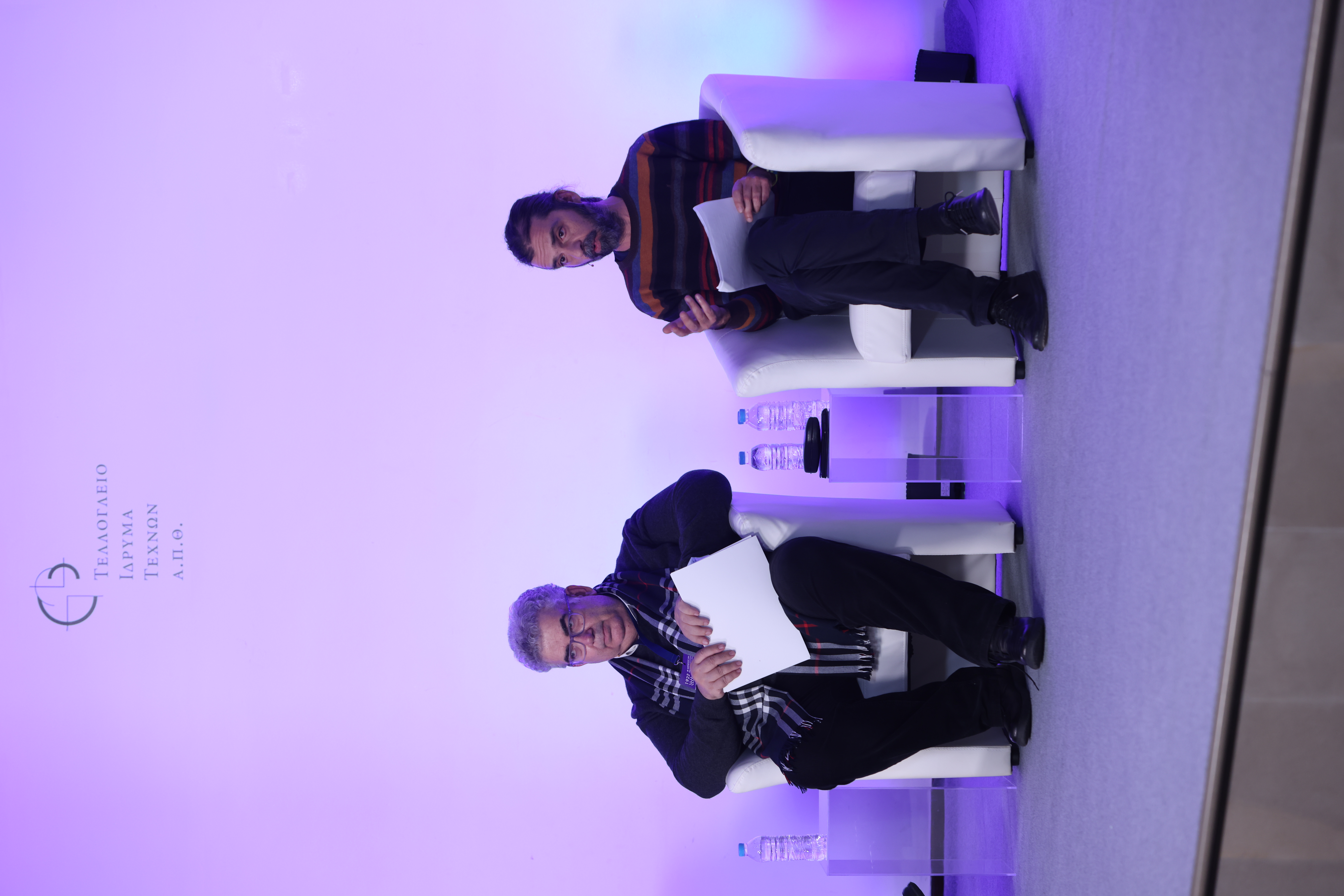 The two speakers, Vassilis Kolonas (University of Thessaly) and Giorgos Andritsos (independent researcher). 