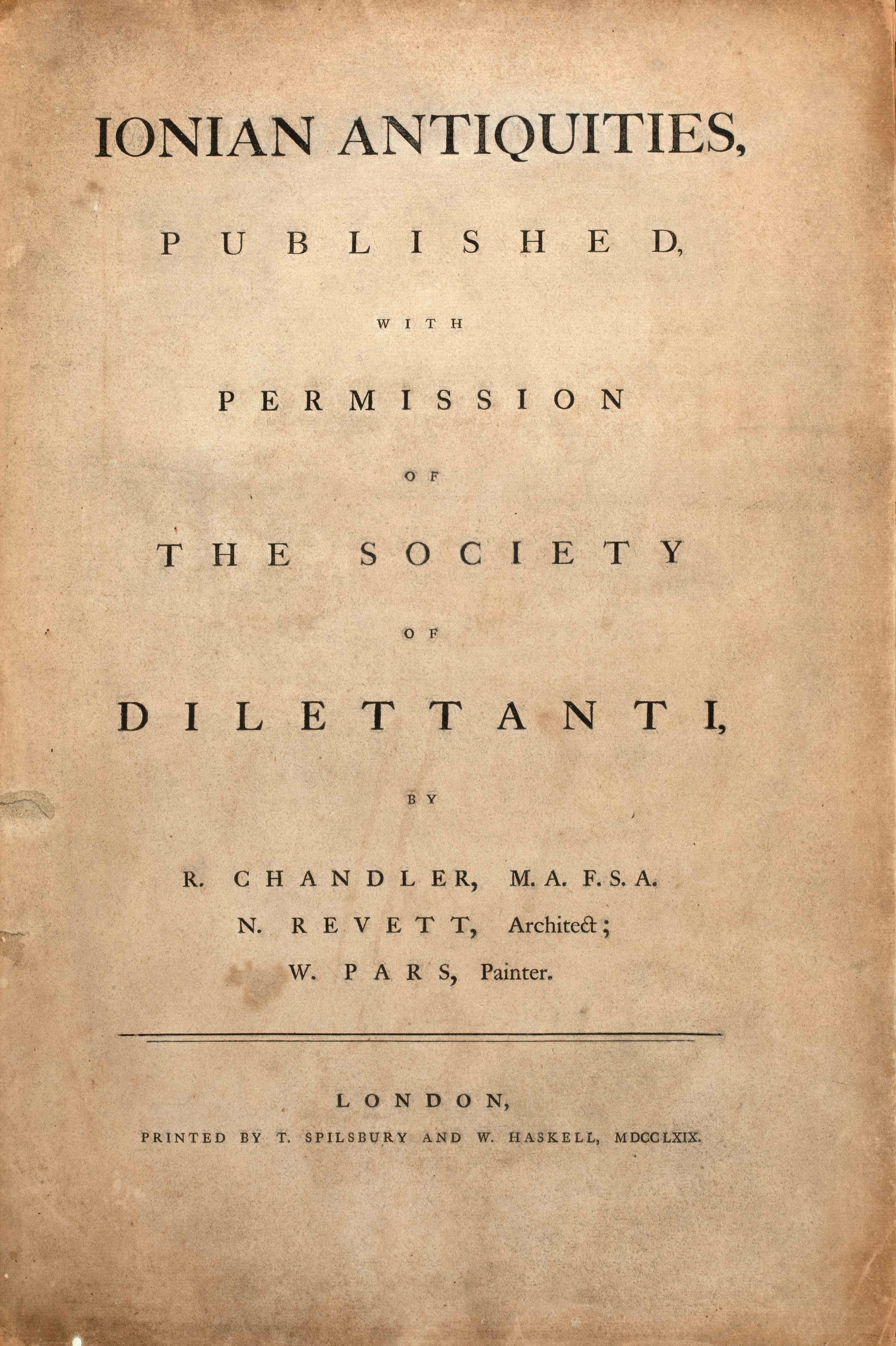 The book Ionian Antiquities – Society of Dilettanti