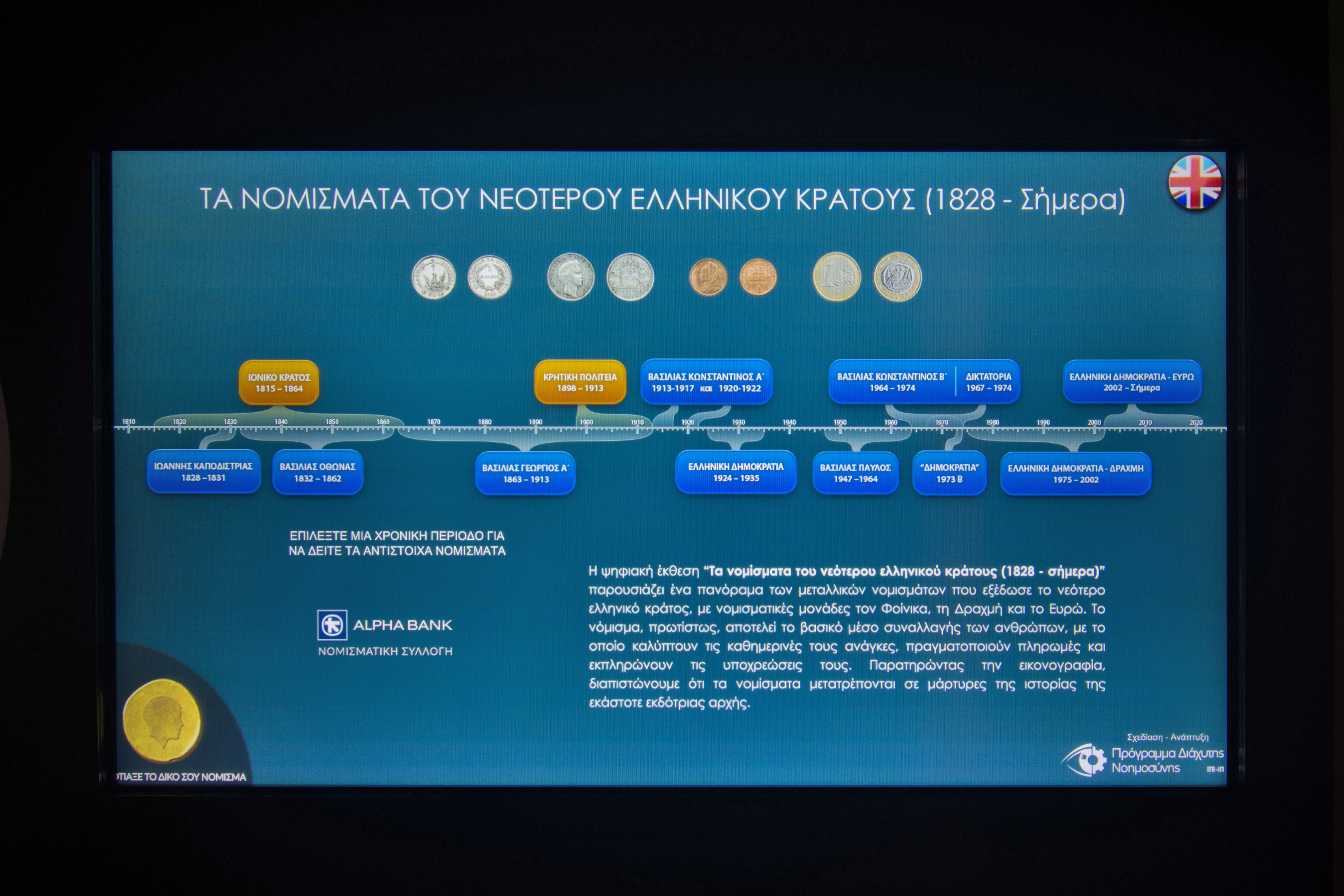 Coin-o-rama multimedia projection with coin-making feature.   Permanent Exhibition at the Banknote Museum