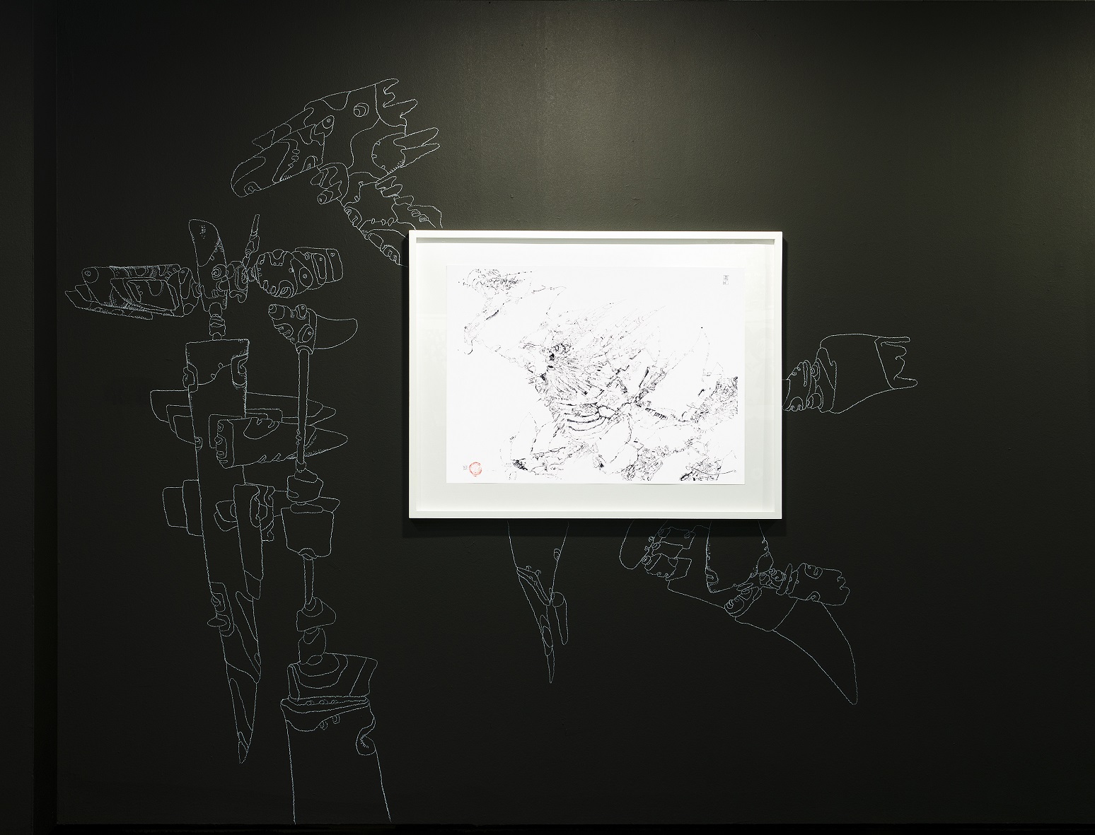 Έργο – ψηφιακή εκτύπωση, με γραμμές σε λευκό φόντο.  Έργο από την έκθεση «Τα Ψηφιακά»